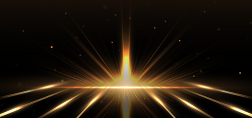 Wall Mural - abstract elegant gold glowing line with lighting effect sparkle on black background.
