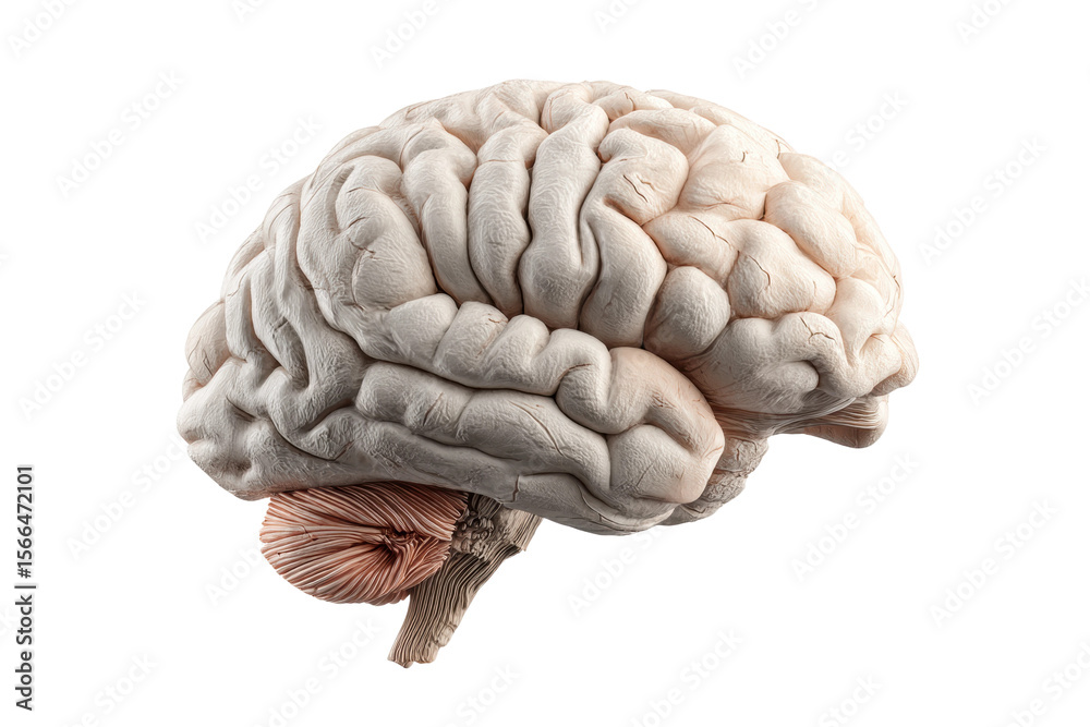 PNG Detailed anatomical model of the human brain with visible ...