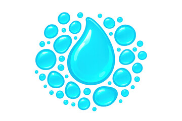 Poster - Water droplets creating circular pattern, central large drop, transparent backdrop