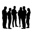 © Elenba - Group of people standing and talking in silhouette against white background