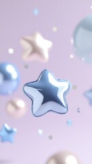 Poster - Glassy hues, stars drifting translucent soft pastel across evoking ethereal celestial dreamscape