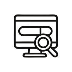 Fototapete - A computer monitor with a search bar and a magnifying glass icon, signifying research.