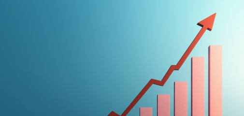 Poster - A graphic showing a rising graph with a bold upward arrow, symbolizing growth and success in business or finance.