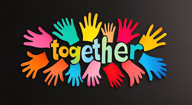 Colorful paper cutout of the word 