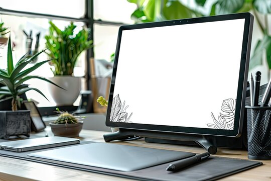 Flawless Picture of Graphic Tablet with Pen and Computer for Illustrators and Designers