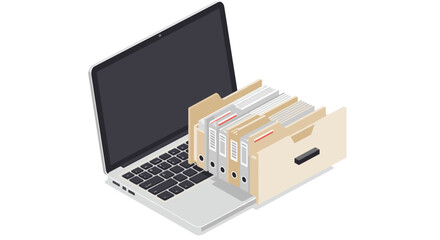 Poster - Digital file organization vector illustration: concept of efficient data management in isometric style for business and office features