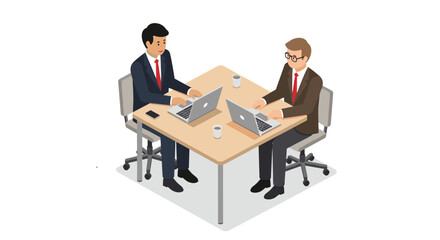 Poster - Office meeting collaboration concept vector illustration in isometric style for business design