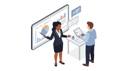 Poster - Business presentation in office setting vector illustration for design projects