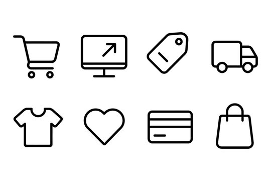 Online shopping and delivery icons set, vector illustration