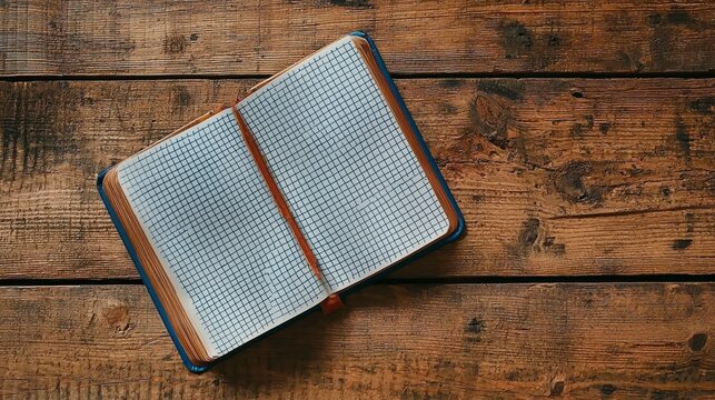 Vintage Notebook on Rustic Wooden Surface