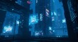 © art_bee8 - Cyberpunk Cityscape: Towering Buildings with Holographic Displays in a Futuristic Metropolis
