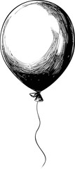 Poster - Black and white sketch of a simple balloon with string illustration