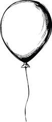 Poster - Black and white sketch of a single balloon with string