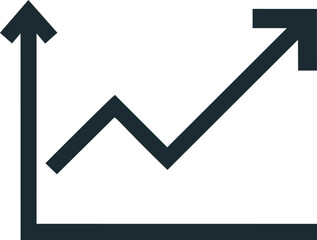Poster - Black upward trending line chart symbolizing growth