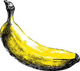 Aufkleber - Illustrated yellow banana against, pop art style