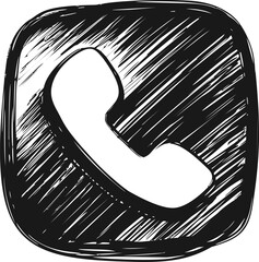 Poster - Hand-drawn phone icon with sketchy style and abstract shading