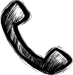 Poster - Sketch of a vintage black telephone receiver illustration
