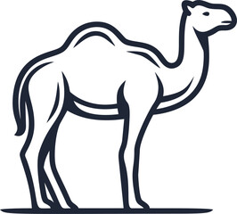 Poster - Stylized black and white camel illustration with simple bold lines