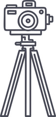 Poster - Line art of a vintage camera on a tripod isolated