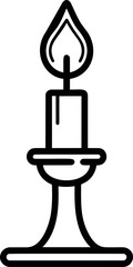 Poster - Simple black and white line drawing of a candle with a holder minimalistic style