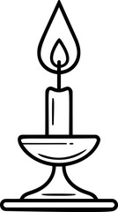 Poster - Minimalistic black and white line drawing of a candle on a stand