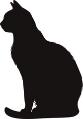 Poster - Silhouette of a black cat sitting elegantly in profile view