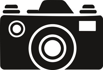 Poster - Black and white silhouette of a vintage camera, symbol of photography