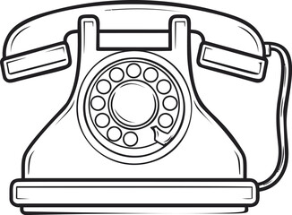 Poster - Vintage rotary phone in black and white illustration, classic communication symbol