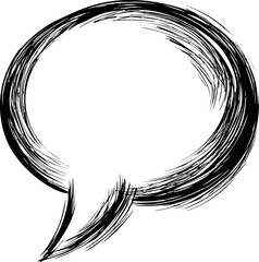 Poster - Black brushstroke speech bubble with rough edges, ink illustration