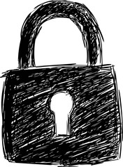 Poster - Sketch illustration of a black padlock symbolizing security and protection