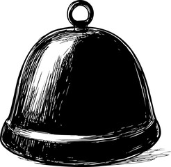 Poster - Hand-drawn sketch of a bell with a loop at the top in black ink illustration