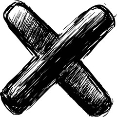 Poster - Black hand-drawn sketch of a grunge cross