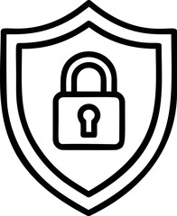 Poster - Black and white shield with lock icon symbolizing security concept