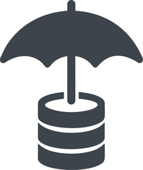 Poster - Black and white icon of a beach umbrella over a barrel, vector illustration