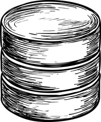 Poster - Hand-drawn illustration of a database icon in monochrome sketch style