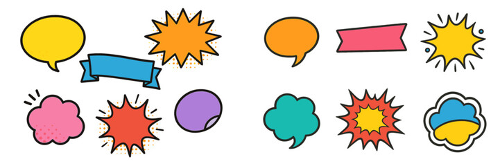 Aufkleber - Colorful speech bubbles and graphic elements for creative design use in conversations and presentations