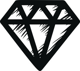 Poster - Black and white distressed diamond shape with rough edges, vector illustration