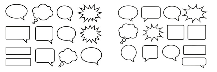 Poster - Creative blank comic speech bubbles in various shapes for storytelling and artistic expression