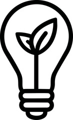 Poster - Outline of a light bulb with a leaf symbol inside, concept of eco-friendly energy