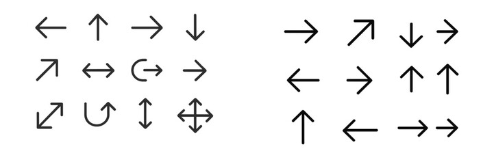 Fototapete - Vector arrows in various directions illustrating movement and navigation concepts on plain background
