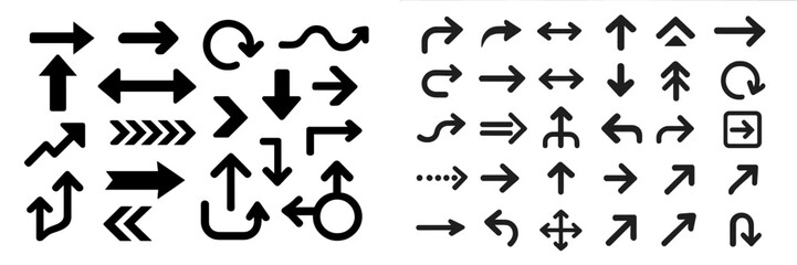 Fototapete - Variety of arrow designs showcasing different styles and directions for use in creative projects and graphic design