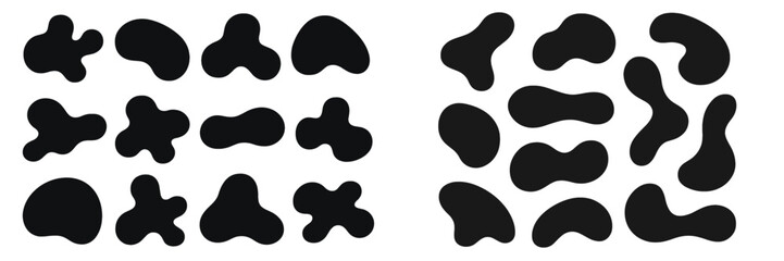 Poster - Shapes in black create abstract design showcasing organic forms on a white background, ideal for modern art and creative projects