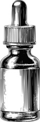 Poster - Black and white illustration of a detailed dropper glass bottle