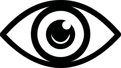 Poster - Black and white eye icon with smooth design, minimalist graphic illustration