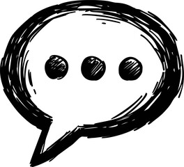 Poster - Black and white sketch of a speech bubble with three dots indicating conversation