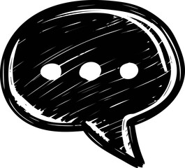 Poster - Black sketched speech bubble with three dots