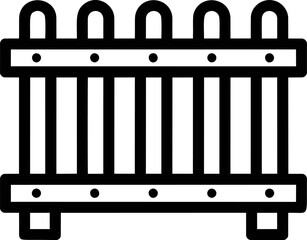 Poster - Simple black and white picket fence icon with bold lines, vector illustration