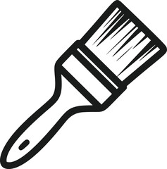 Poster - Black and white illustration of a paintbrush with bristles, minimalist art