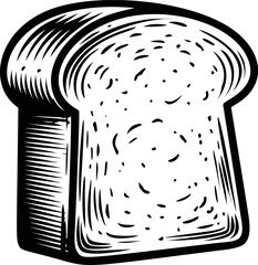 Poster - Black and white illustration of a slice of bread with detailed texture
