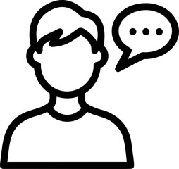 Poster - Simple black outline of a person with a speech bubble concept of communication